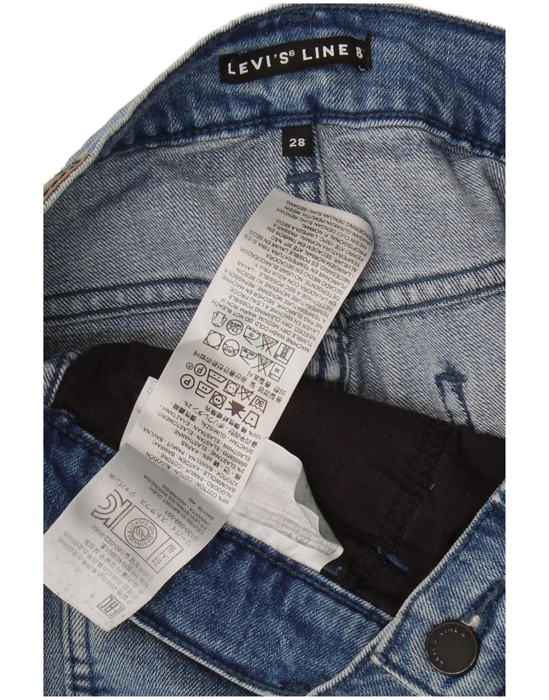 Джинсовые шорты Levi's Line 8 W28 среднего синего цвета, хлопок