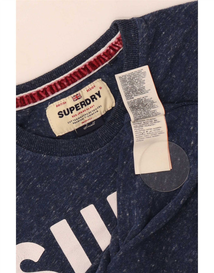 Мужская футболка с рисунком Superdry, маленькая, темно-синяя, из полиэстера с крапинками