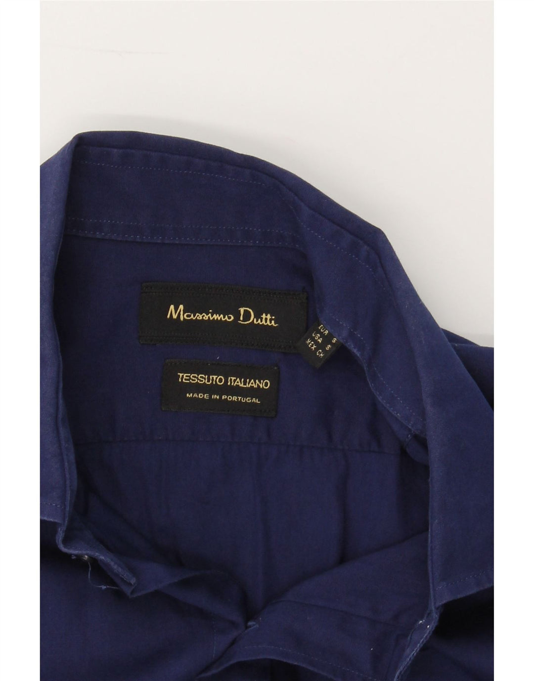 MASSIMO DUTTI Mens Shirt Small Navy Blue Cotton Vintage Massimo Dutti and Second-Hand Massimo Dutti from Messina Hembry 