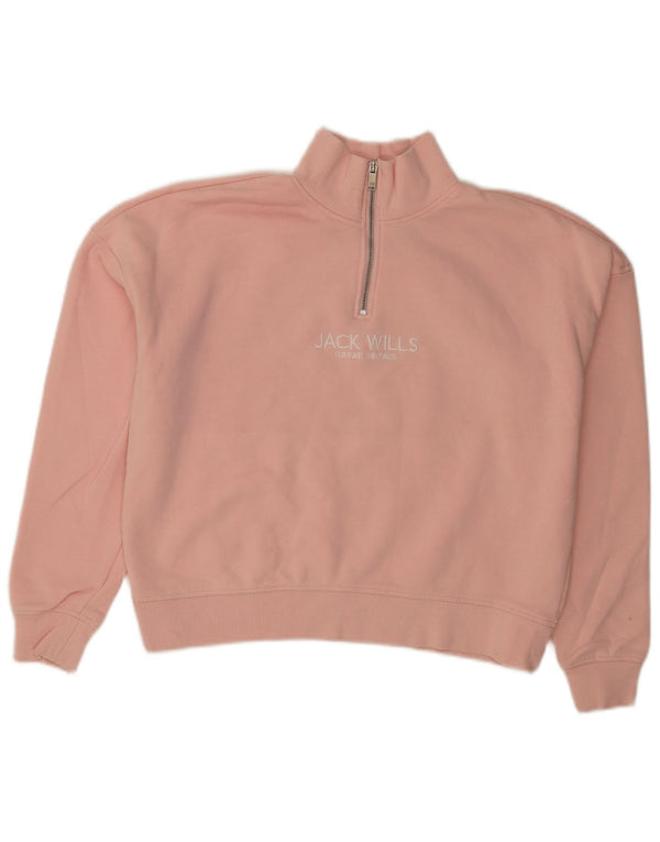 Женский джемпер оверсайз с рисунком Jack Wills UK 10, маленький розовый