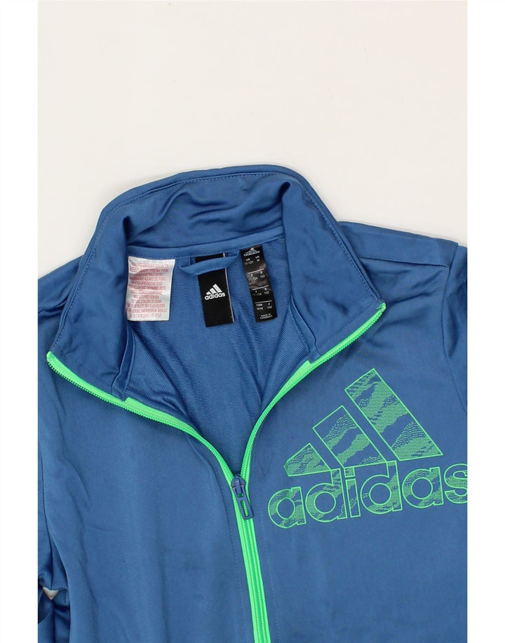 ADIDAS Boys Graphic Tracksuit Top Jacket 11-12 Years Blue Polyester Vintage Adidas and Second-Hand Adidas from Messina Hembry 