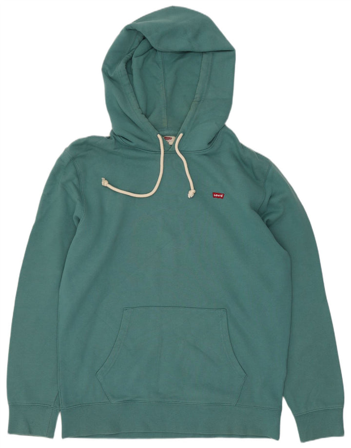 Мужской джемпер с капюшоном Levi's Standard, хлопковый, среднего синего цвета