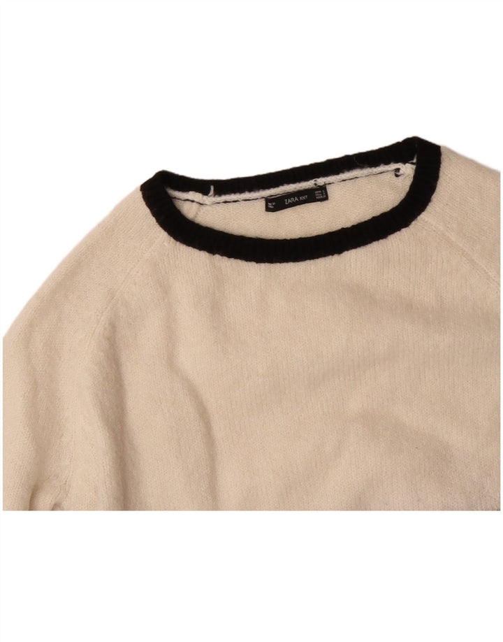 Женский джемпер с вырезом «лодочка» ZARA UK 10, маленький черный акрил с цветными блоками