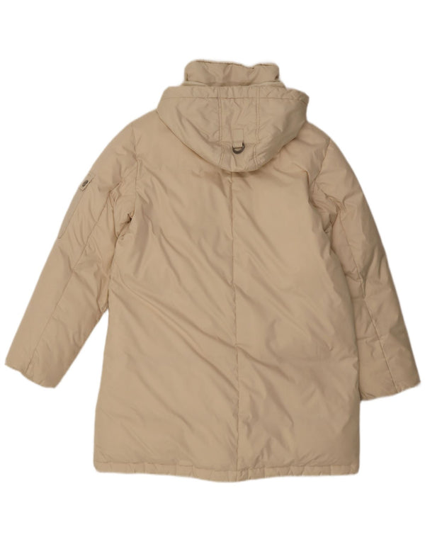 Dkny Womens Hooded Padded Coat UK 14 Large Beige Polyester