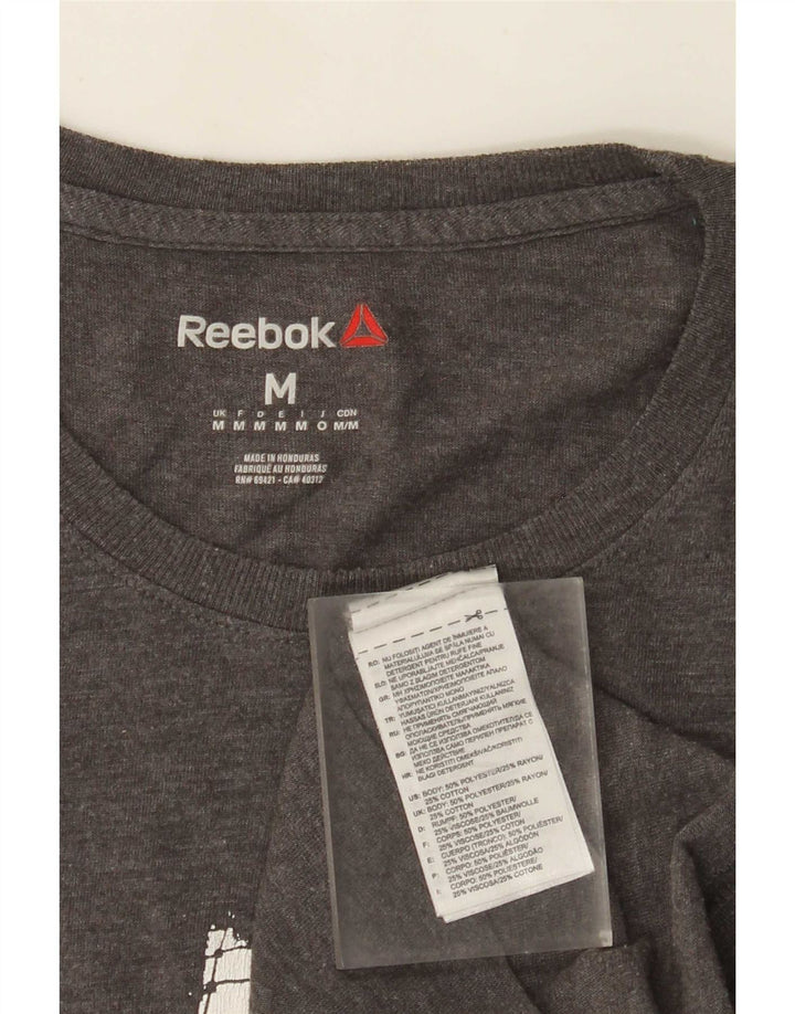 Reebok Мужская футболка с рисунком Верх среднего серого цвета из полиэстера