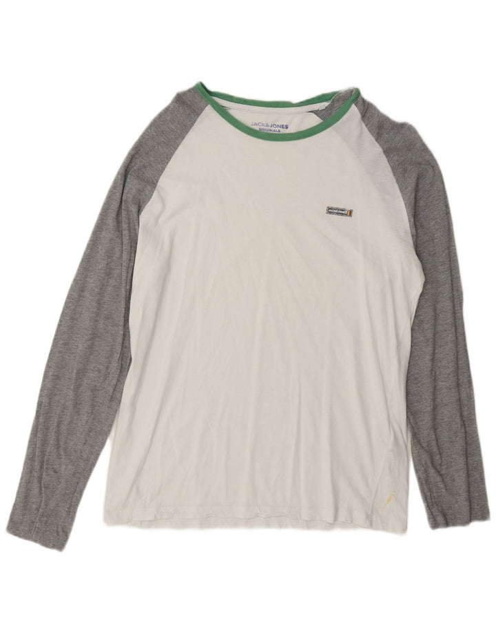 Мужской топ Jack & Jones стандартного кроя с длинными рукавами, большой белый цвет с блоками
