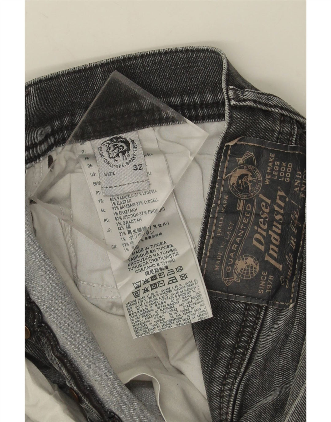 Мужские узкие джинсы Diesel W32 L32, серый хлопок