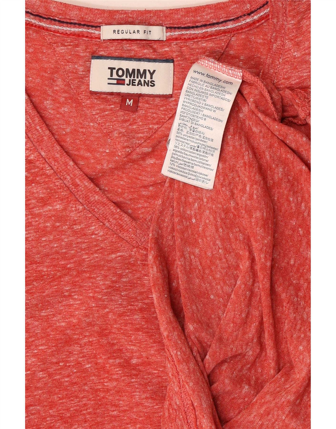 Tommy Hilfiger Мужская футболка стандартного кроя Топ из полиэстера среднего розового цвета с крапинками