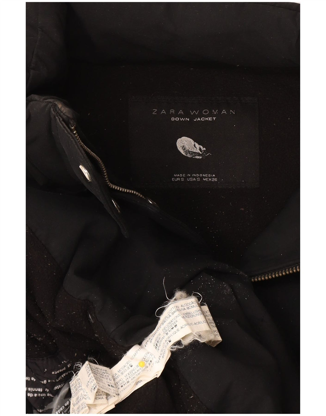 Женская стеганая куртка Zara UK 10, маленький черный хлопок