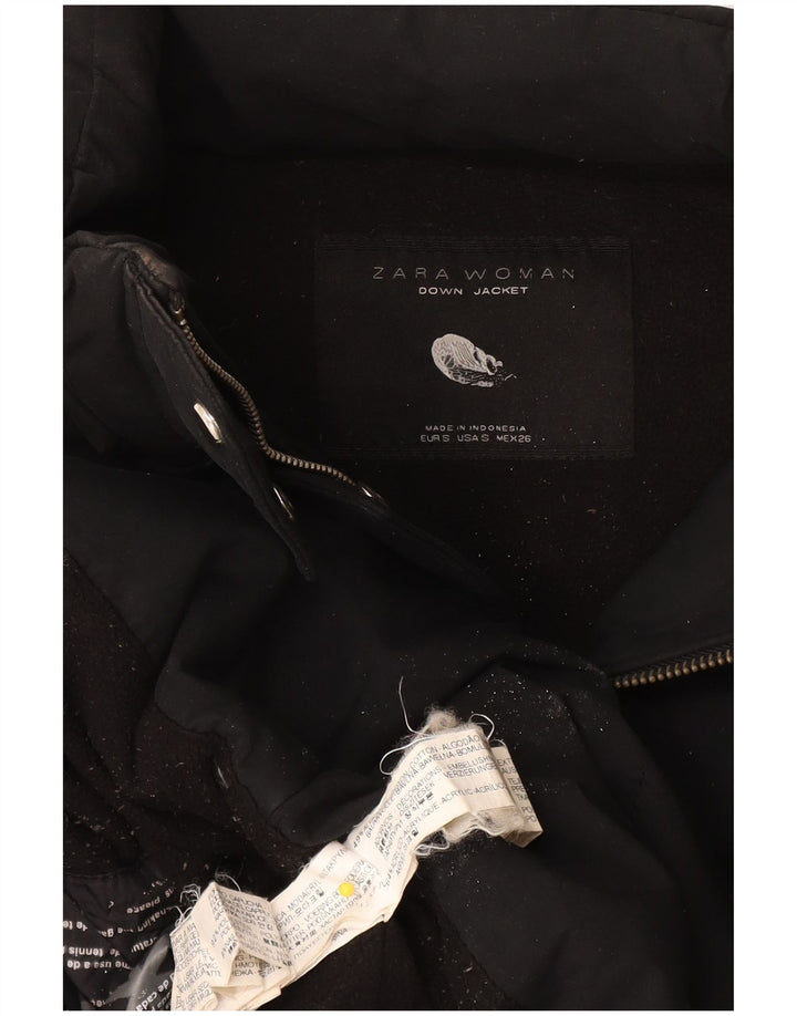 Женская стеганая куртка Zara UK 10, маленький черный хлопок