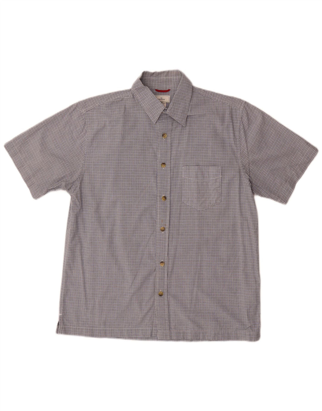 DOCKERS Мужская рубашка с коротким рукавом, хлопковая синяя клетка среднего размера