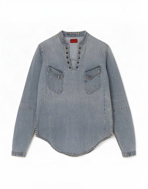 Женская джинсовая рубашка-пуловер Levi's UK 6 XS, синяя хлопковая ткань