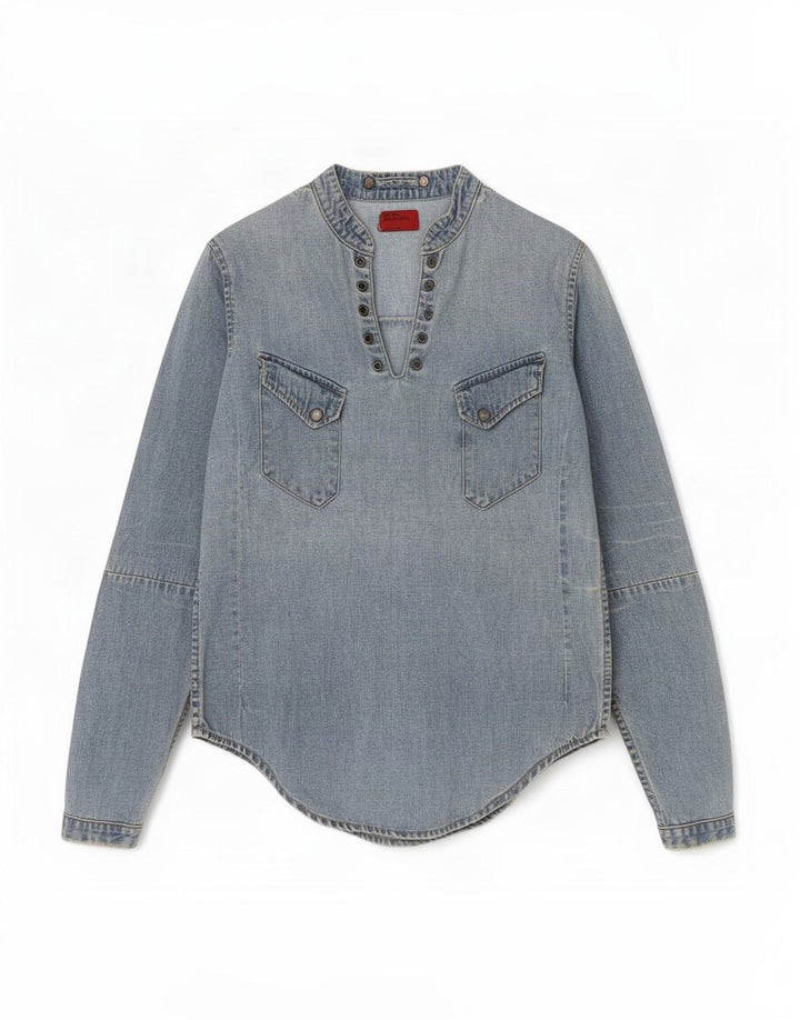 Женская джинсовая рубашка-пуловер Levi's UK 6 XS, синяя хлопковая ткань