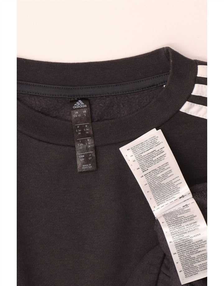 Женский укороченный свитшот оверсайз ADIDAS, размер 8/10, маленький серый хлопок, Великобритания