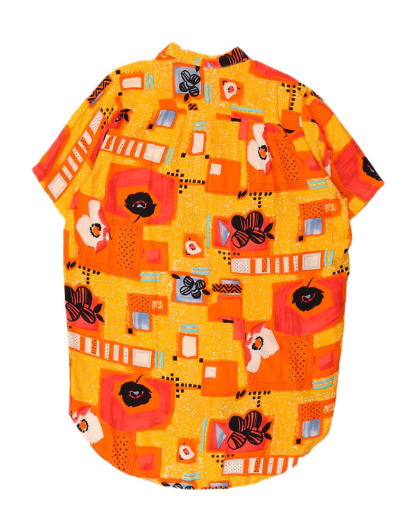 Винтажное женское платье-рубашка UK 22 3XL желтое в стиле пэчворк