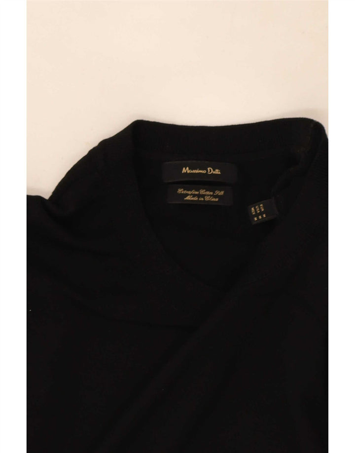 Мужской джемпер с круглым вырезом и короткими рукавами Massimo Dutti, средний черный