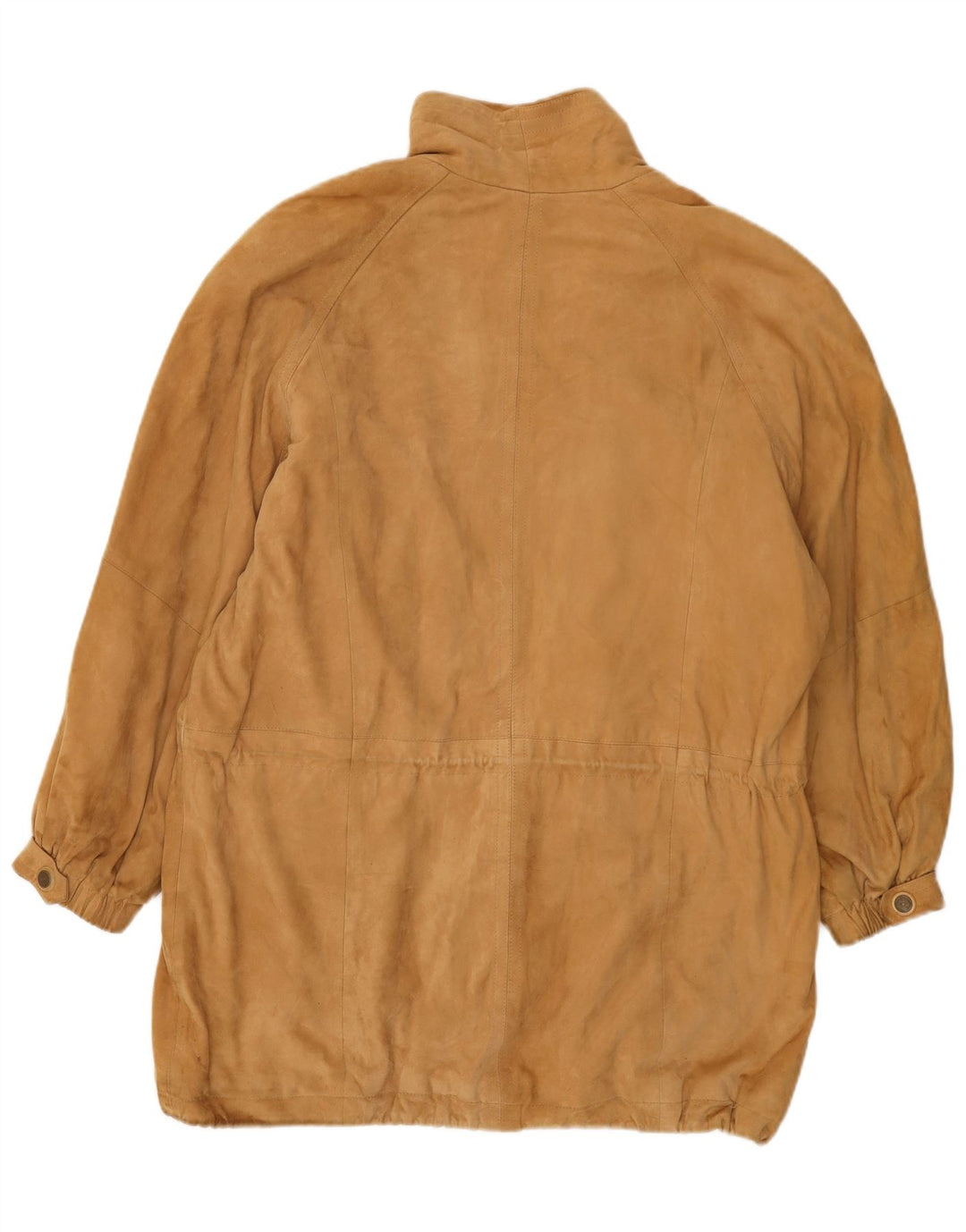 Винтажное женское замшевое пальто большого размера EU 38, кожа среднего коричневого цвета