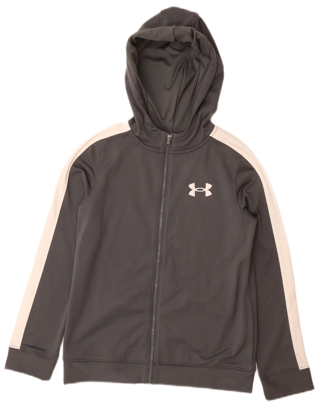 Свитер с капюшоном на молнии для мальчиков UNDER ARMOR, 9–10 лет, средний серый цвет с цветными блоками