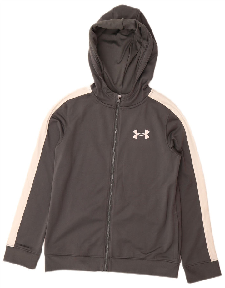 Свитер с капюшоном на молнии для мальчиков UNDER ARMOR, 9–10 лет, средний серый цвет с цветными блоками