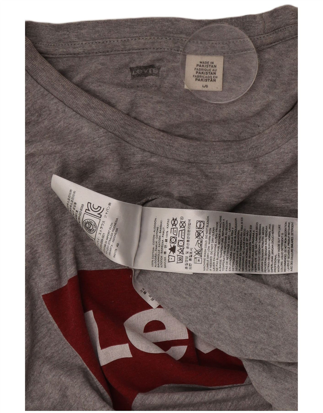Мужская футболка с рисунком Levi's, большой серый хлопок