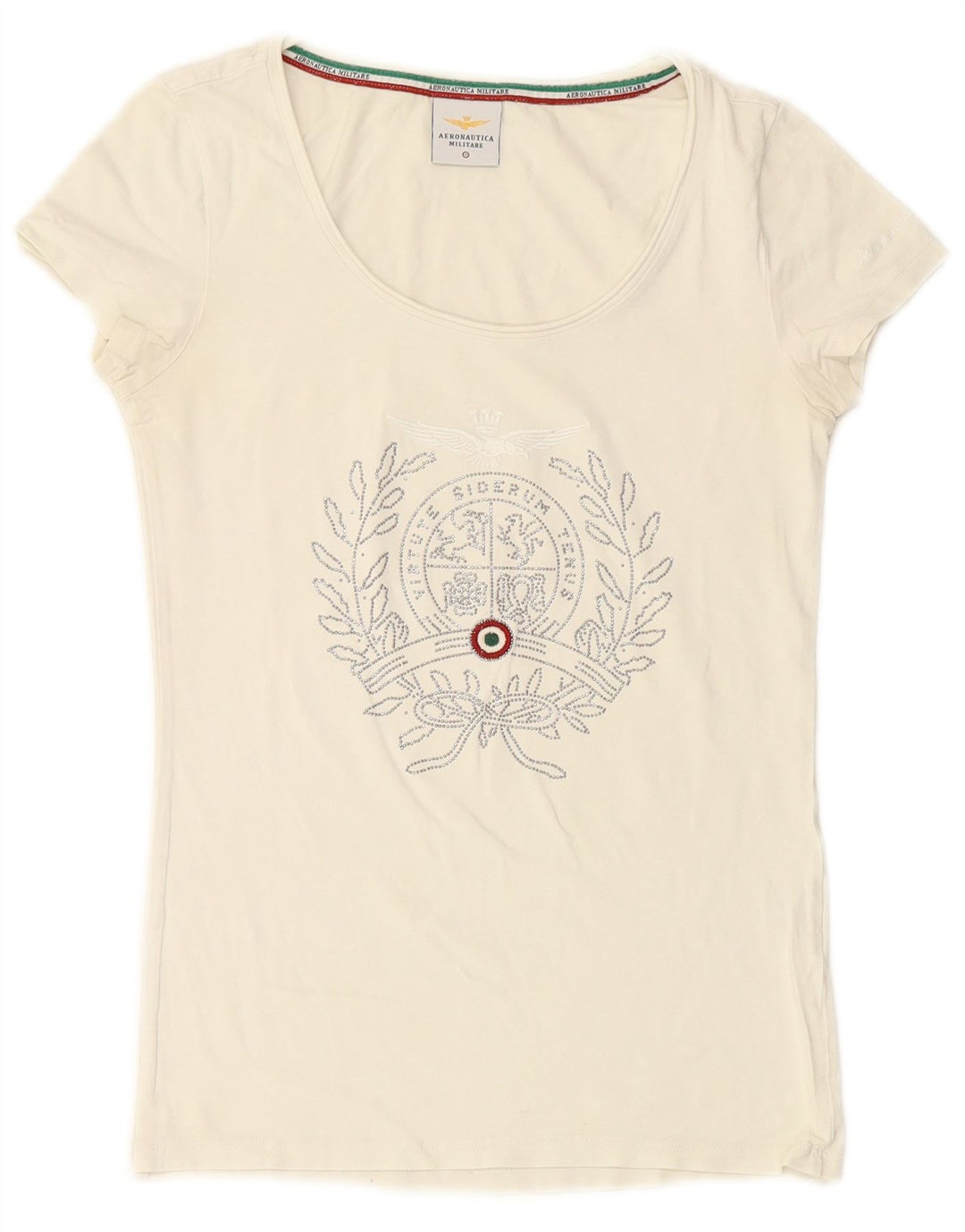 Женская футболка с рисунком AERONAUTICA MILITARE Top UK 10, маленькая, белый хлопок