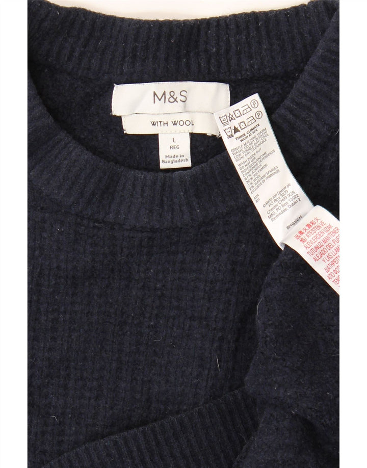 Мужской джемпер с круглым вырезом Marks & Spencer, большой темно-синий акрил