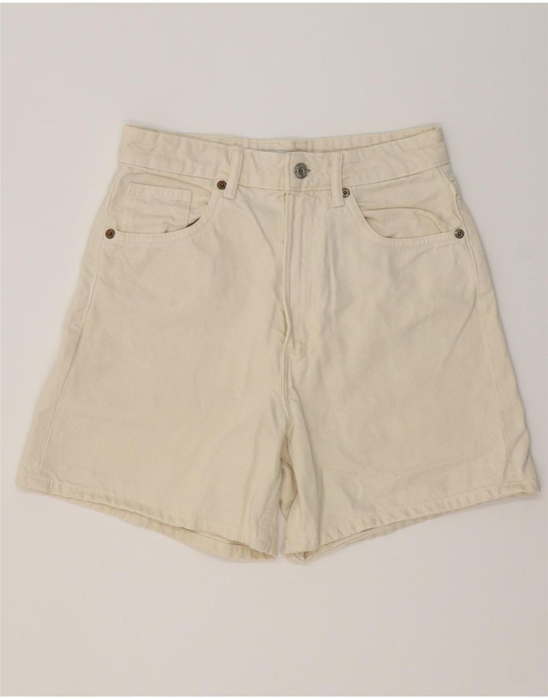 Женские джинсовые шорты Zara EU 38 Small W28 Off White Cotton