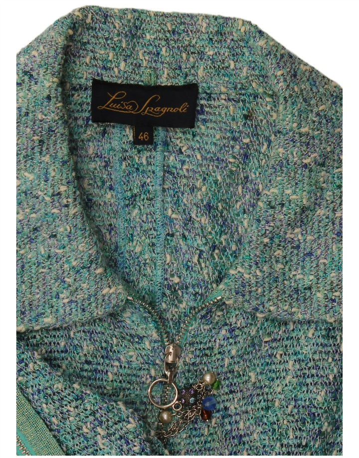 Женский пиджак на молнии Luisa Spagnoli IT 46, большой синий в крапинку