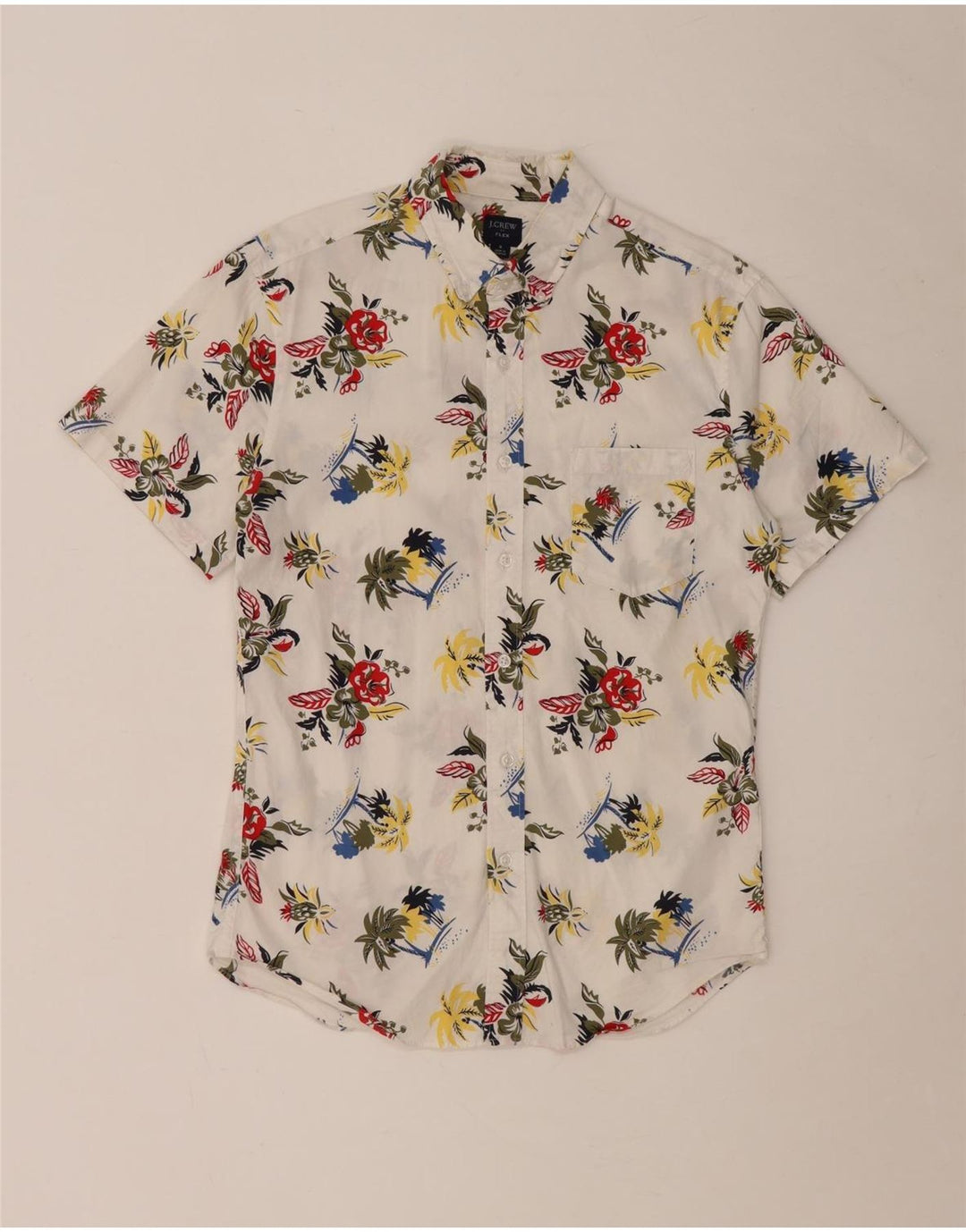 Мужская рубашка с коротким рукавом J. CREW, маленькая белая хлопковая рубашка с цветочным принтом