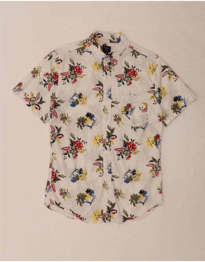 Мужская рубашка с коротким рукавом J. CREW, маленькая белая хлопковая рубашка с цветочным принтом