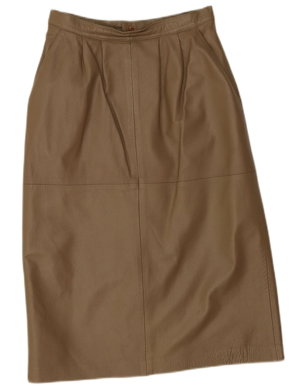 Винтажная женская кожаная юбка с высокой талией EU 38 Medium W26 Кожа цвета хаки
