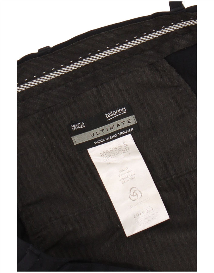 Мужские костюмные брюки Marks & Spencer W36 L33 темно-синие из полиэстера