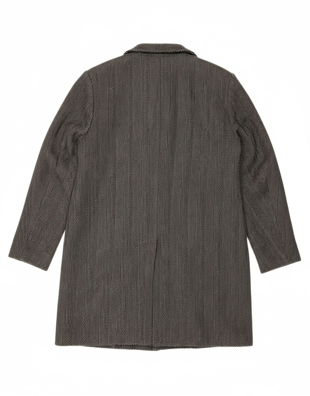 ZARA Womens Double Breasted Coat UK 14 Medium Grey Herringbone Cotton Vintage Zara and Second-Hand Zara from Messina Hembry 