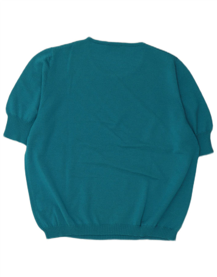 LUISA SPAGNOLI Женский джемпер с коротким рукавом с вырезом лодочкой, Великобритания 18 XL, синий