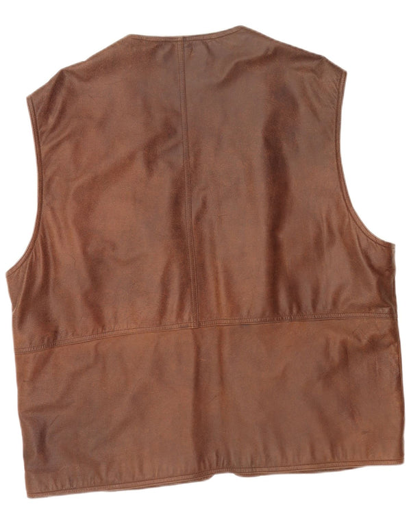 Мужской кожаный жилет Itallo IT 58 4XL Коричневый кожаный