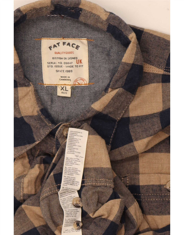 Мужская фланелевая рубашка Fat Face XL, хлопковая бежевая клетка