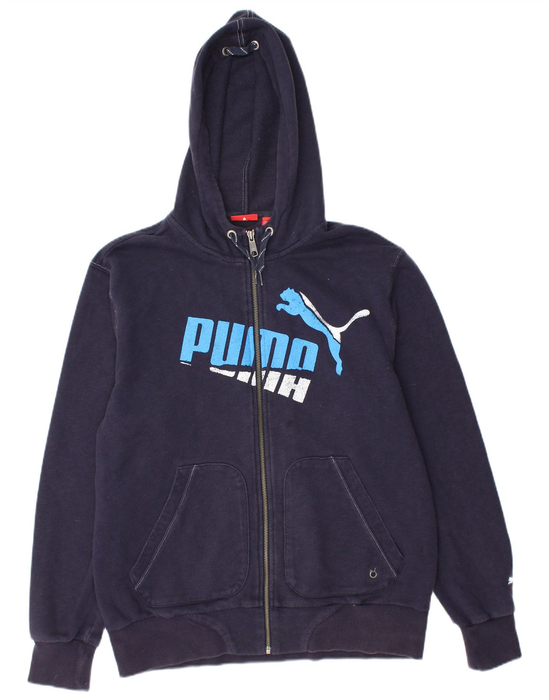 Мужской свитер с капюшоном на молнии с графическим рисунком PUMA, средний, темно-синий