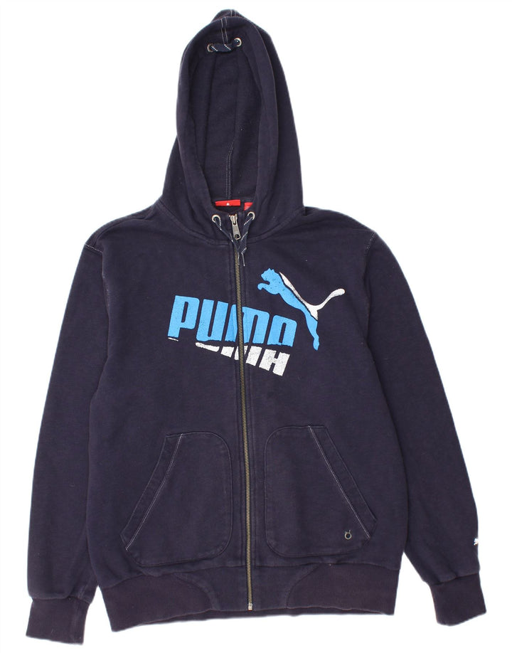 Мужской свитер с капюшоном на молнии с графическим рисунком PUMA, средний, темно-синий