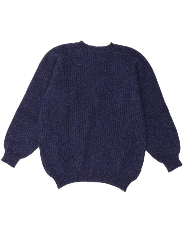 LEVI'S Womens Crew Neck Jumper Sweater UK 14 Medium Navy Blue Flecked