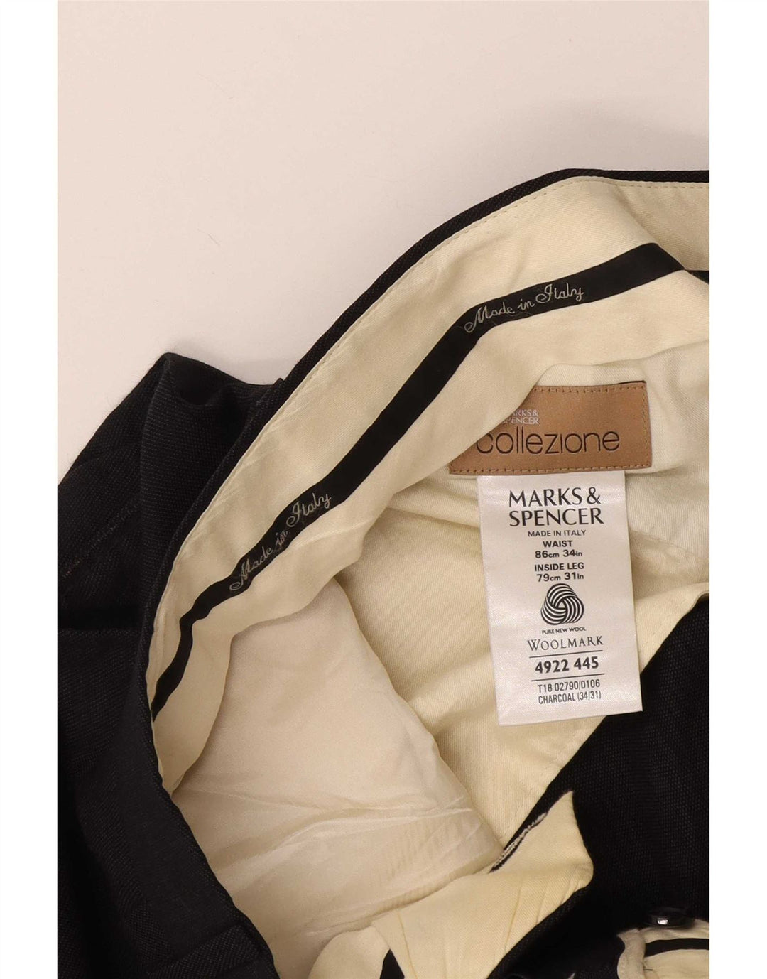 Мужские костюмные брюки Marks & Spencer W34 L31 серые, шерстяные