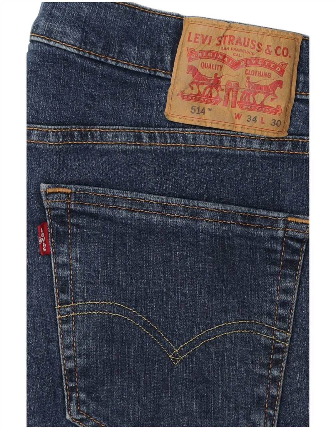 Мужские укороченные джинсы Levi's 514 W34 L24 Темно-синие, хлопок
