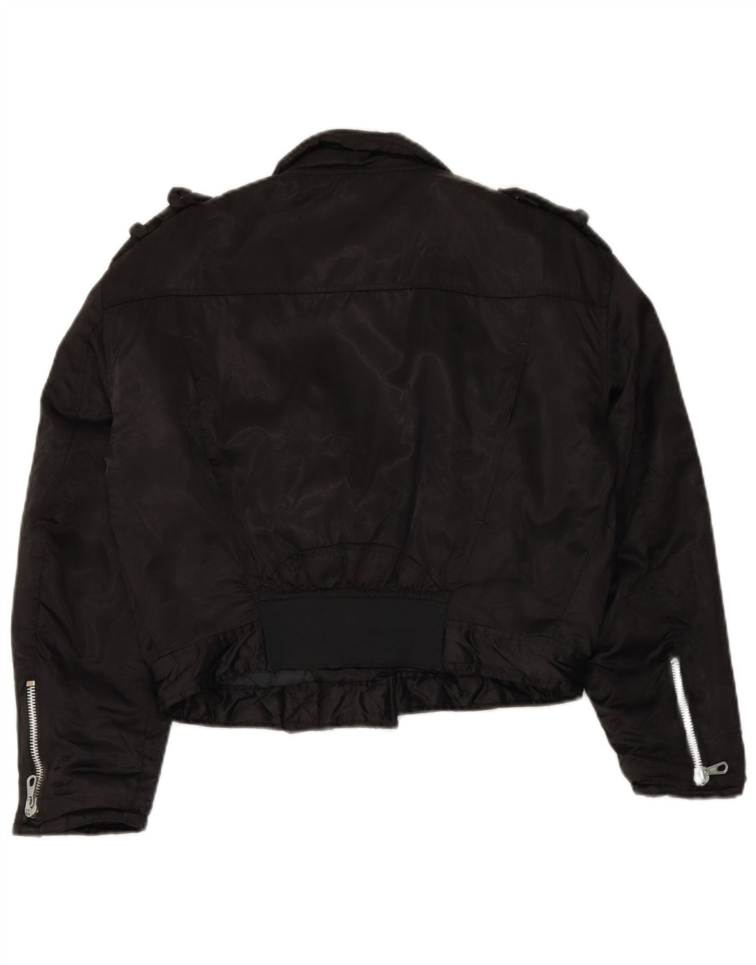 Женская байкерская куртка WAMPUM большого размера UK 10, маленькая, черный нейлон