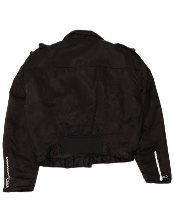 Женская байкерская куртка WAMPUM большого размера UK 10, маленькая, черный нейлон