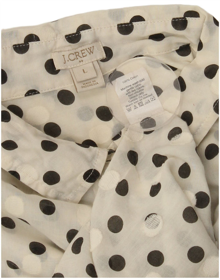 J. CREW Womens See Through Pullover Shirt UK 16 Large Off White Polka Dot