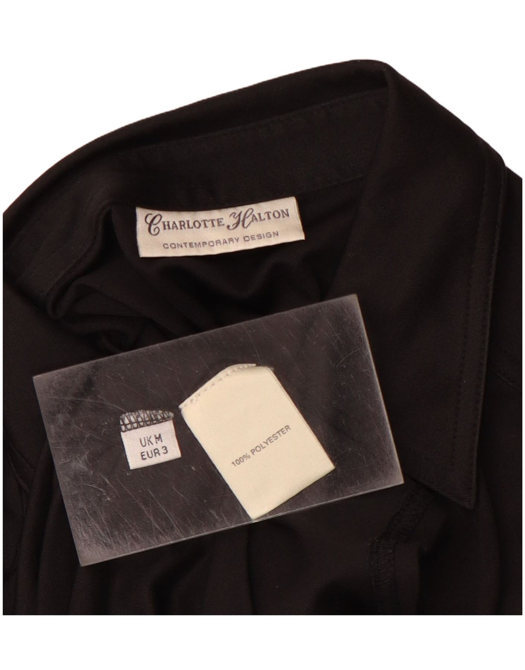 CHARLOTTE HALTON Womens Shirt Blouse UK 14 Medium Black Polyester