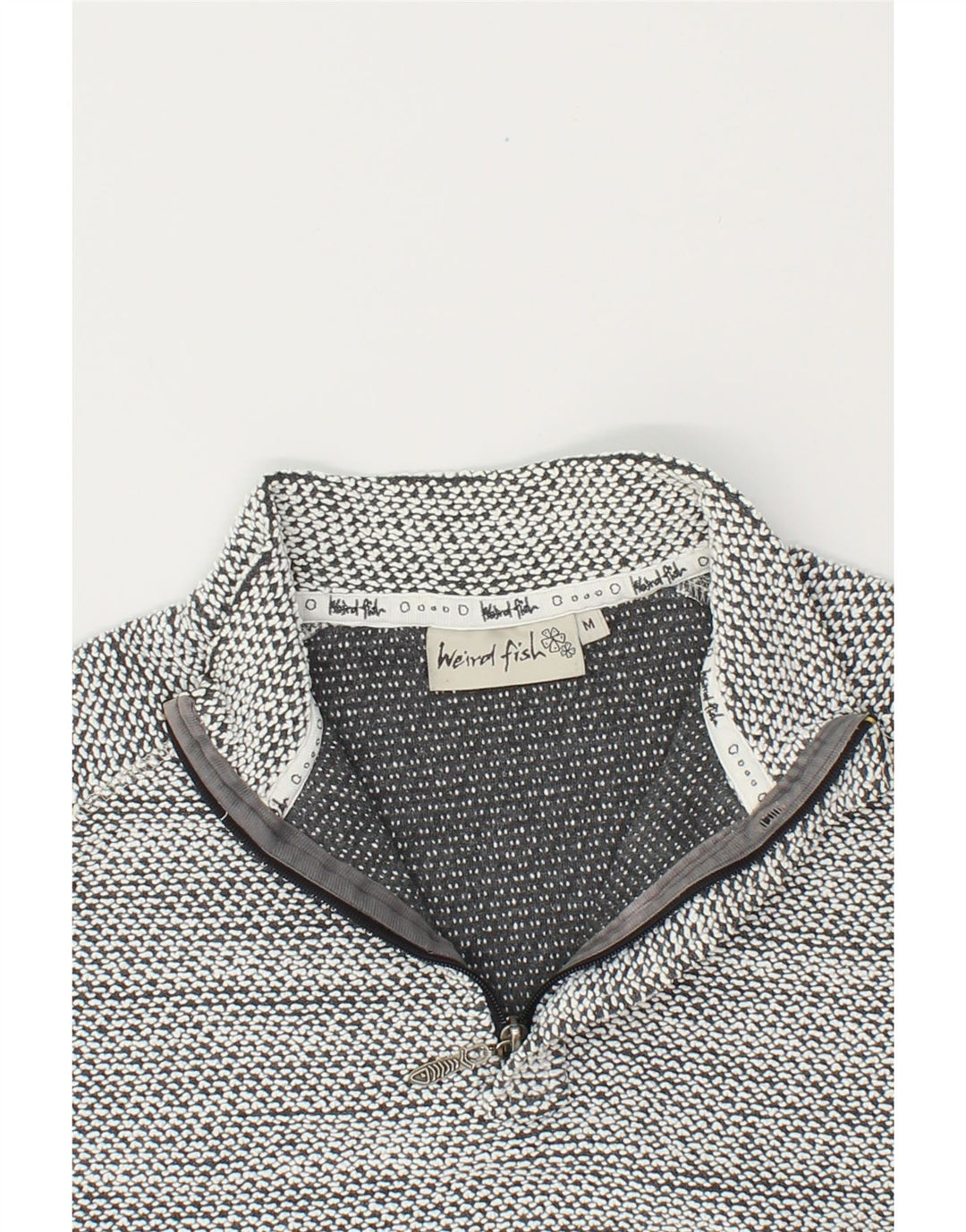 WEIRD FISH Womens Zip Neck Sweatshirt Jumper UK 14 Medium Grey Cotton Vintage Weird Fish and Second-Hand Weird Fish from Messina Hembry 