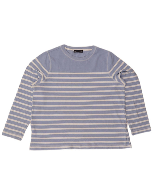 Женский топ Marks & Spencer с длинным рукавом, Великобритания, 18 XL, хлопок в синюю полоску