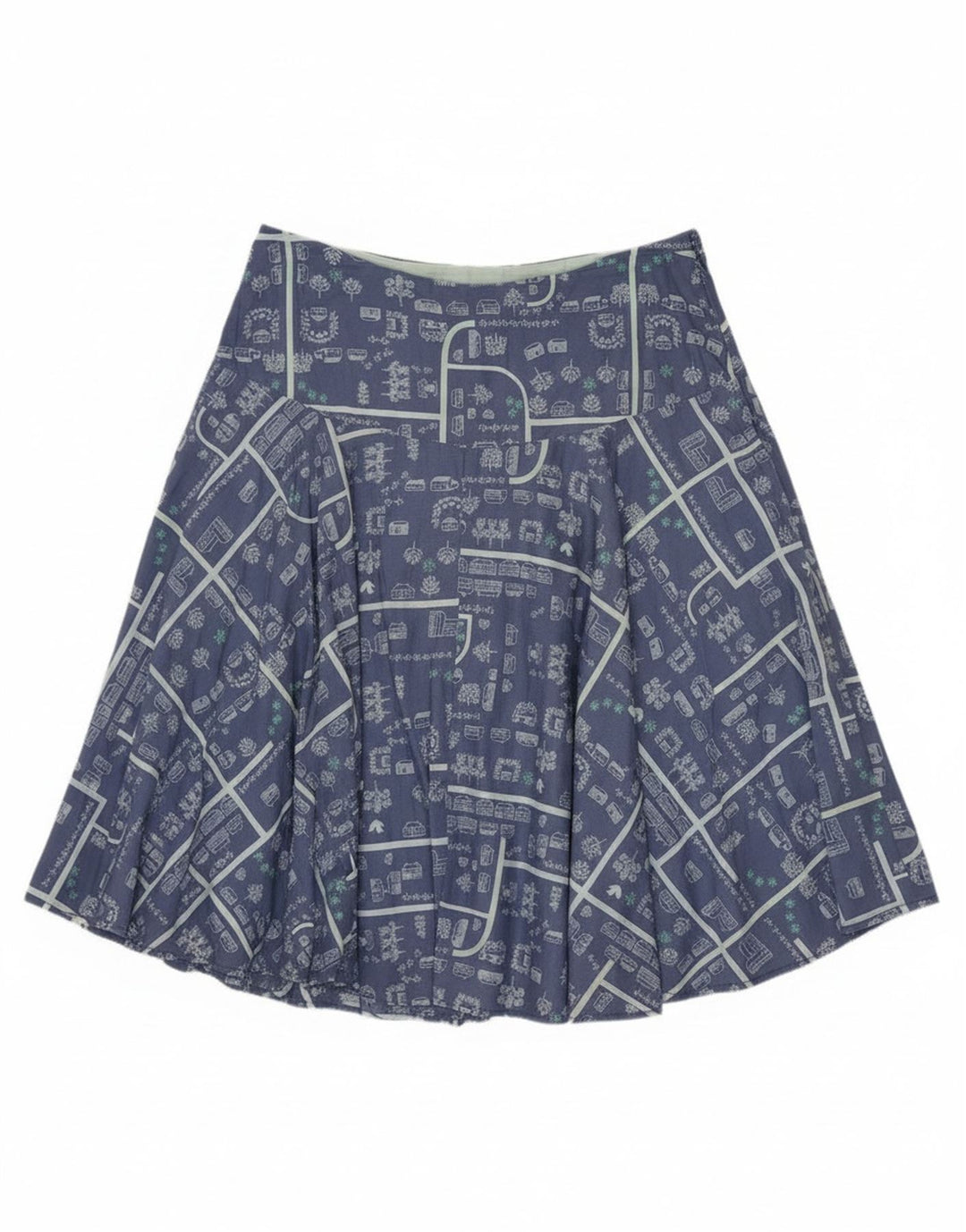 Женская юбка-трапеция с рисунком White Stuff UK 12, средний W30, синий хлопок