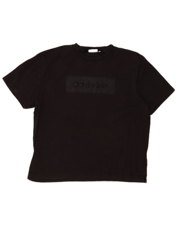 Calvin Klein Мужская футболка комфортного кроя с рисунком, топ XL, черный хлопок
