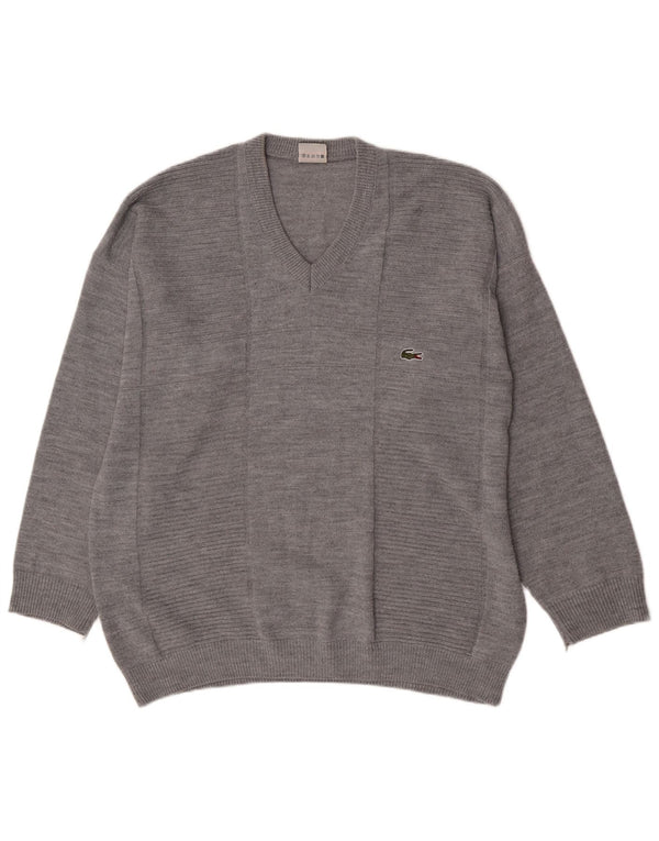 Мужской свитер Lacoste с v-образным вырезом 2XL, серый хлопок